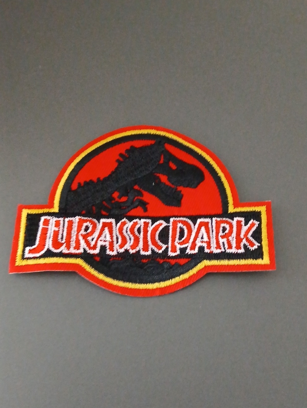 Black and Red Jurassic Park Cloth Patch with T-Rex
